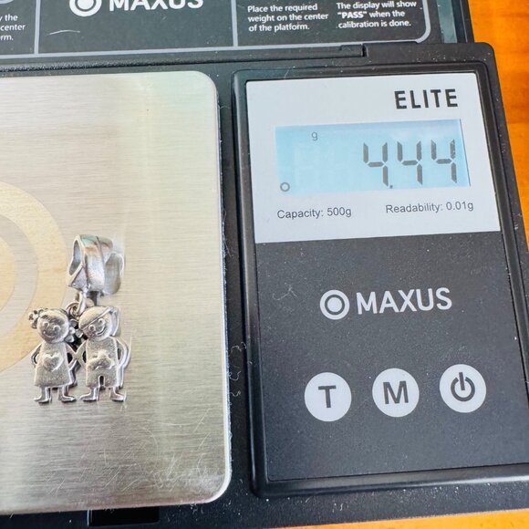 VTG Solid Sterling Silver 925 Boy Girl Slide Charm Pendant Size 1'' Length - Picture 7 of 7